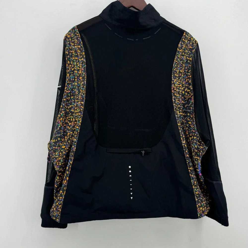 Nike Running Jacket Womens 1X Black Multi Color Paint Splatter Mesh Windbreaker